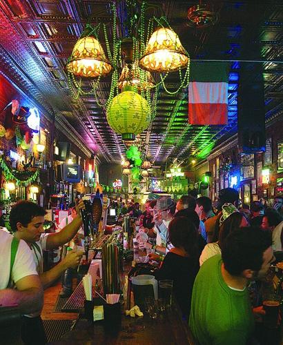 A packed evening inside Finnegan's Wake — Anne & Clayton's pub